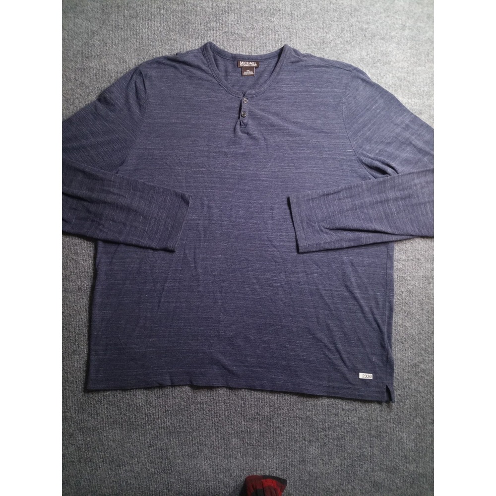 Michael Kors Men's XXL Blue Long Sleeve Henley T-Shirt Cotton Casual